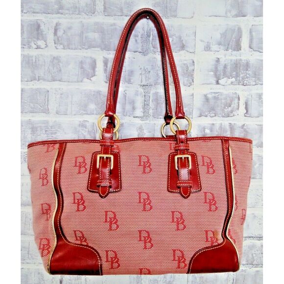 Dooney Bourke Florentine Jacquard Taylor Shopper Bag Red W/Red‎ Trim - Picture 1 of 14